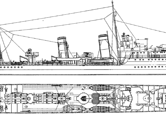 Корабль HMCS Restigouche [ex HMS Comet Destroyer] (1938) - чертежи, габариты, рисунки